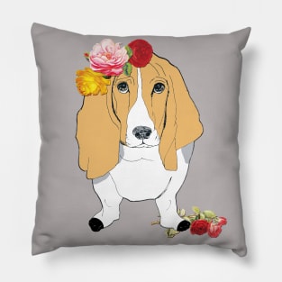 Basset Hound Dogs Love Roses Pillow