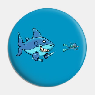 shark and diver Pin