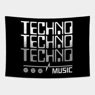 TECHNO  - Retro Computer Font  (Grey) Tapestry