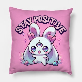 Stay Positive Three Eyed Moon Bunny Pillow