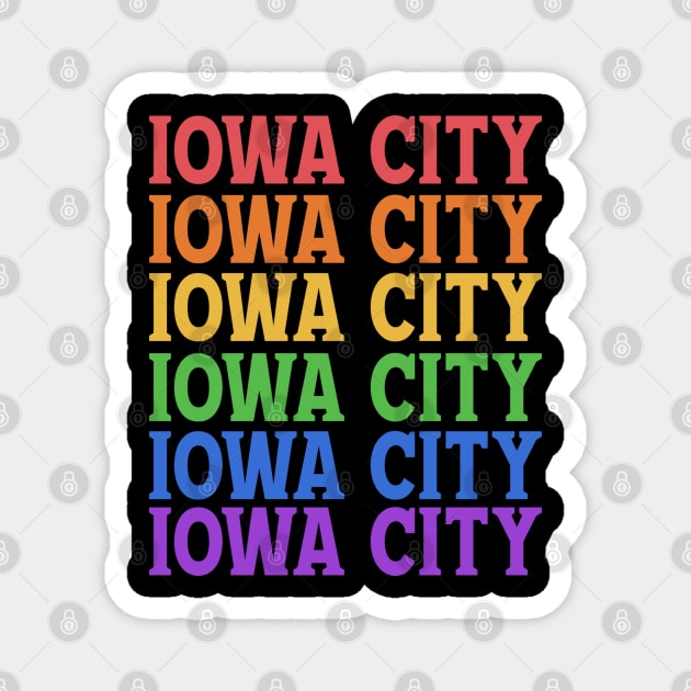 IOWA CITY RAINBOW TEXT Magnet by OlkiaArt