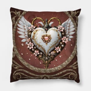 Wonderful elegant steampunk heart Pillow