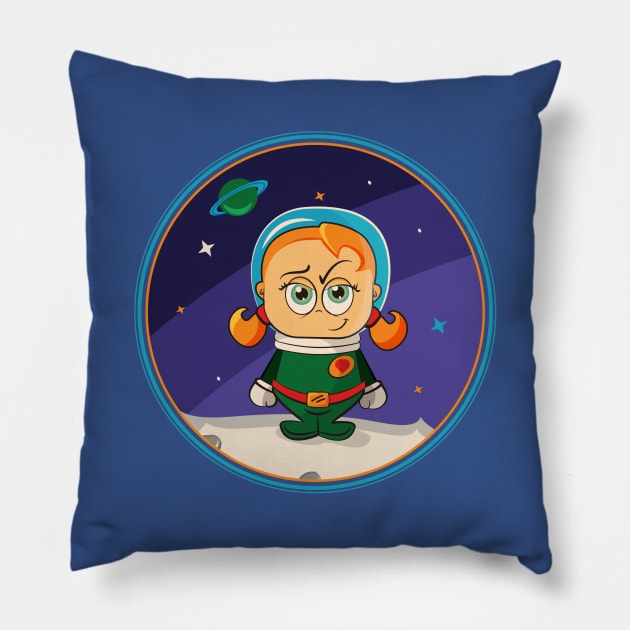 Zoe Conquers The Moon Pillow by Rabassa