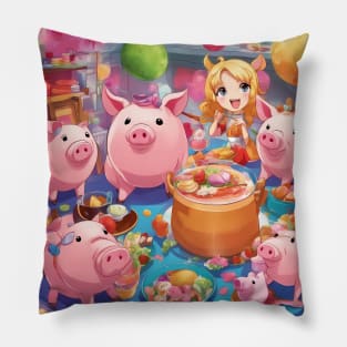 Moi Moi Let Pig Party Pillow