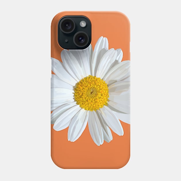 White marguerite blossom on orange Phone Case by A_using_colors