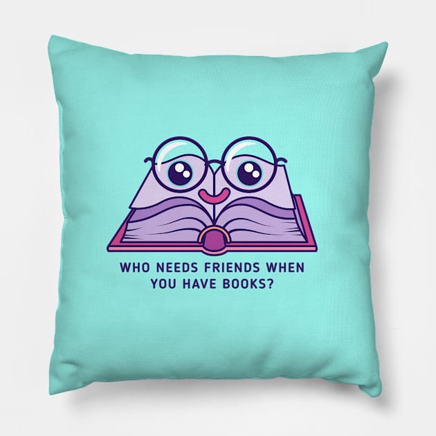 Book with glasses Pillow by Sugar & Bones