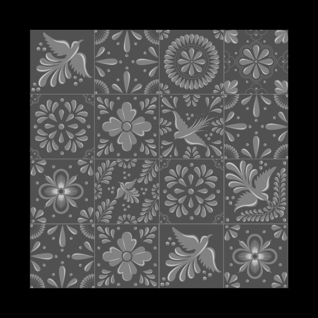 Mexican Gray Talavera Tile Pattern by Akbaly by Akbaly