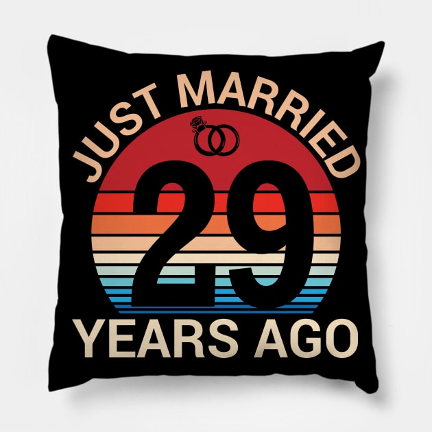 Just Married 29 Years Ago Husband Wife Married Anniversary Pillow by joandraelliot