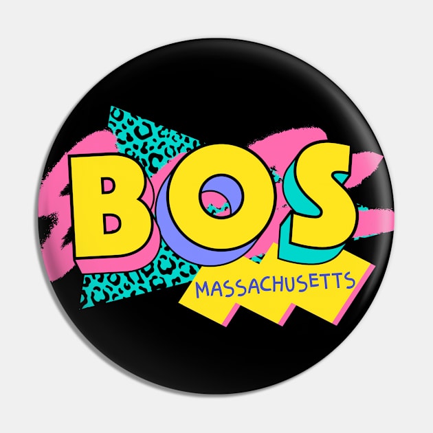 Boston, Massachusetts Retro 90s Logo Pin by SLAG_Creative