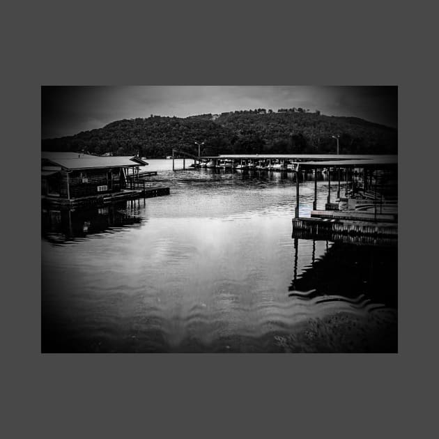 Black and white river and boat picture by PandLCreations