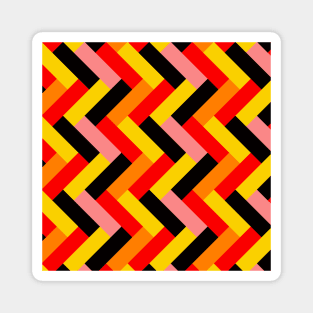 Fall themed Interlocking bars of red and black based color Magnet