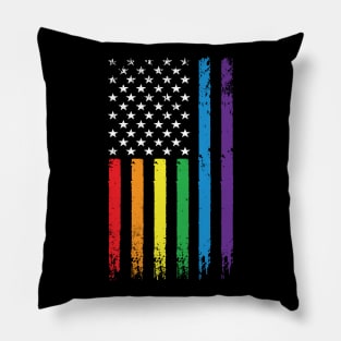 LGBT Rainbow American Flag | LGBTQ 4th of July | Gay Pride Month Pillow