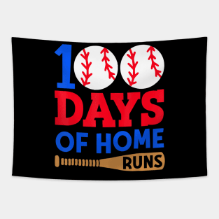 100 Days Of Home Runs Happy 100 Days Of School Tapestry