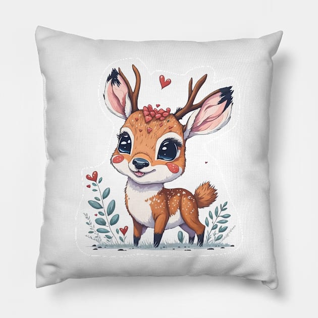 Minimal Cute Baby Deer Pillow by Imagination Gallery