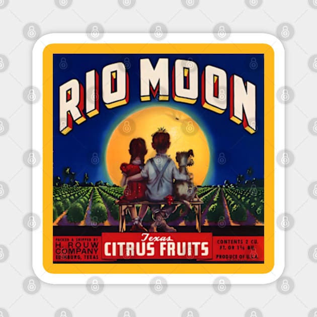 Rio Moon - Texas Vintage Citrus Crate Label Magnet by Desert Owl Designs