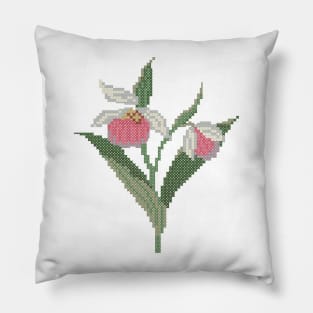 Minnesota State Flower Pink And White Lady's Slipper Pillow