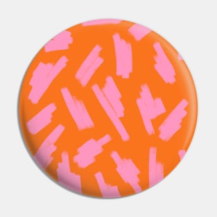 Abstract, Pink on Orange, Scribble Print Pin