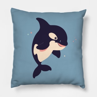 Geometrical Colorful Orca. Adorable Mosaic Cute Kawaii Simple Fish Pillow