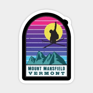 Ski Mount Mansfield Vermont Retro Sunset Magnet