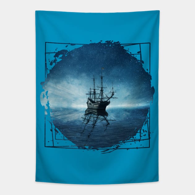 ghost ship reflection Tapestry by psychoshadow