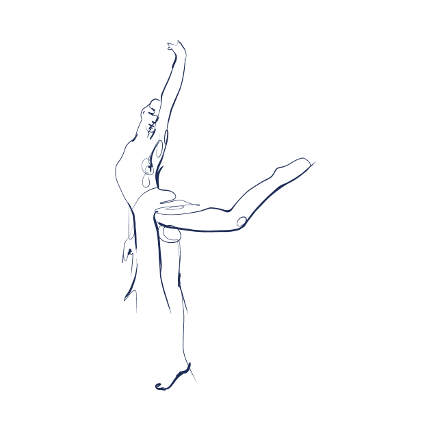 Dancer in Attitude - Minimalist Figure Line Art by nycsketchartist