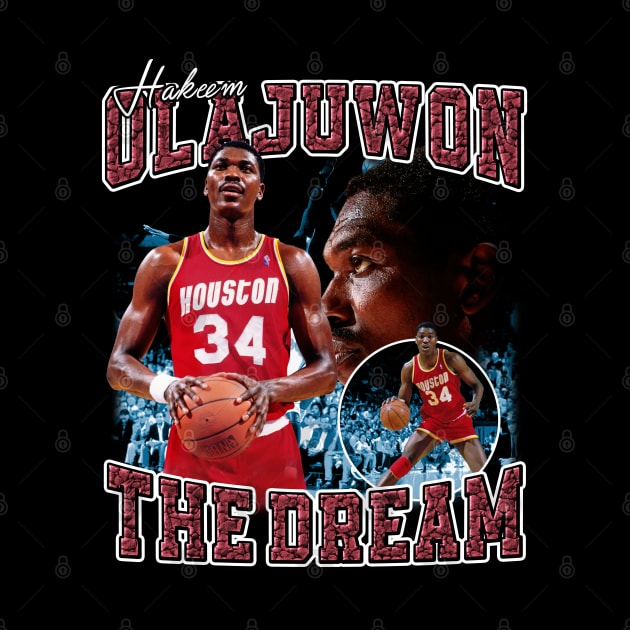 Hakeem Olajuwon The Dream Basketball Legend Signature Vintage Retro 80s 90s Bootleg Rap Style by CarDE