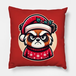Holiday Grump - Festive Animal Christmas Pillow