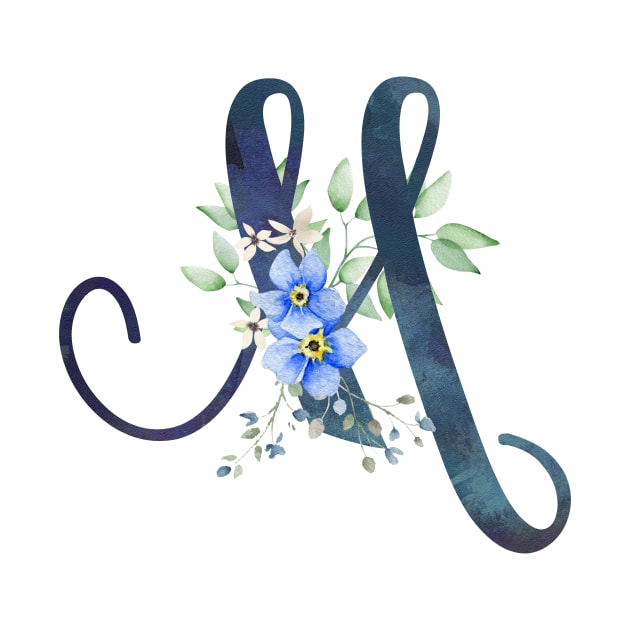 Floral Monogram M Wild Blue Flowers by floralmonogram