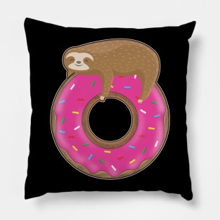 Cute baby sloth sleeping on a donut Pillow