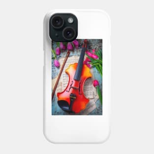 Baroque Violin And Pink Tulips Phone Case