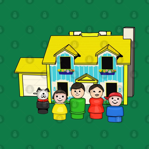 Brunette Family With Yellow House by Slightly Unhinged