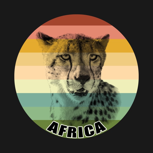 Cheetah Close-up Portrait on Vintage Retro Africa Sunset by scotch