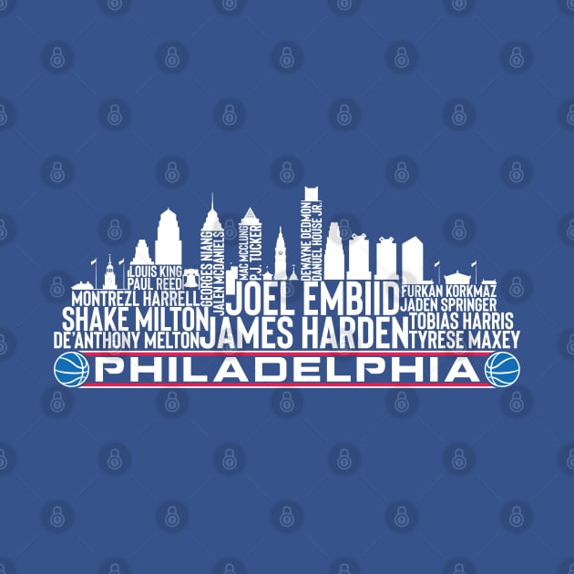 Philadelphia Basketball Team 23 Player Roster, Philadelphia City Skyline by Legend Skyline