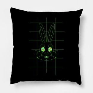 GRID DRAWING of a easter bunny green Pillow