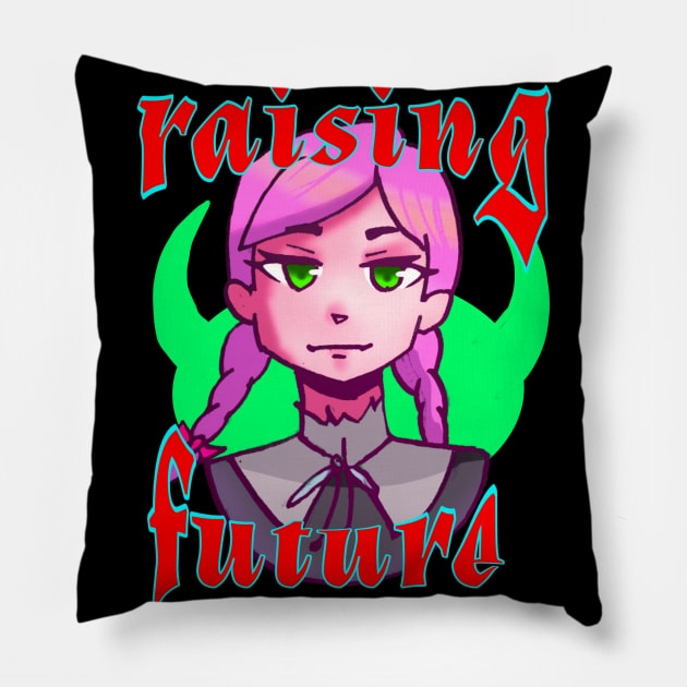 Raising future anime style girl design. Pillow by Pdr30