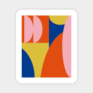 Abstract Geometric Collage in Vibrant Red, Pink, Blue, and Yellow Magnet