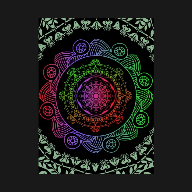 Black Green Red and Violet Mandala Graphic Hindi Art  Design by WonderfulHumans