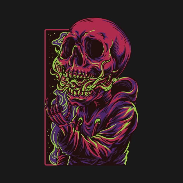 Trippy Dead Skull Design by spacemedia