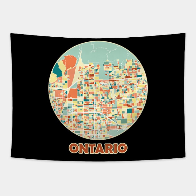 Ontario map in mozaique colors Tapestry by SerenityByAlex