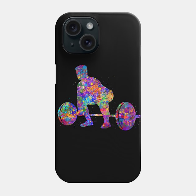 Weightlifter watercolor art Phone Case by Yahya Art
