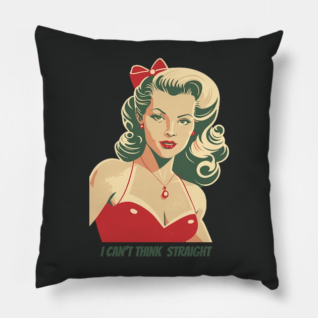 I Can't Think Straight - Lesbian Pride LGBTQ+ Pillow by TopKnotDesign