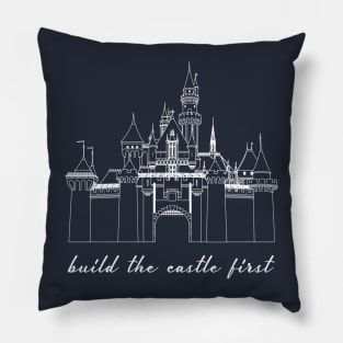 Build the Castle First white outline Pillow