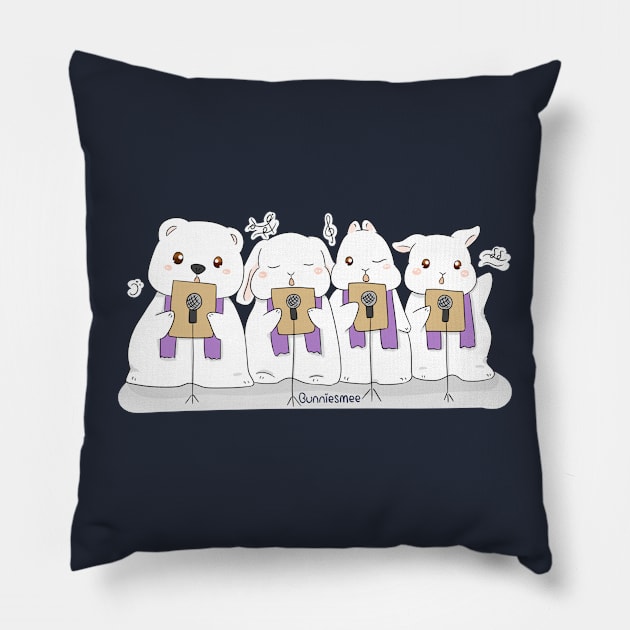 Bear and Bunny choir | Bunniesmee Praise and Worship Church Edition Pillow by GambarGrace