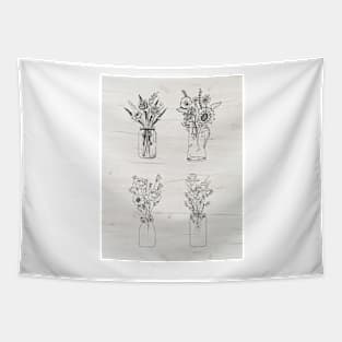 Flower Vase Collage Tapestry