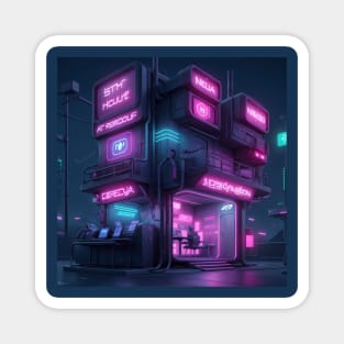 Neon cyberpunk Hotel Magnet