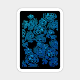 Blue Peonies Floral Pattern Magnet