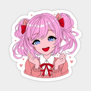 Cute anime girl with pink hair Magnet