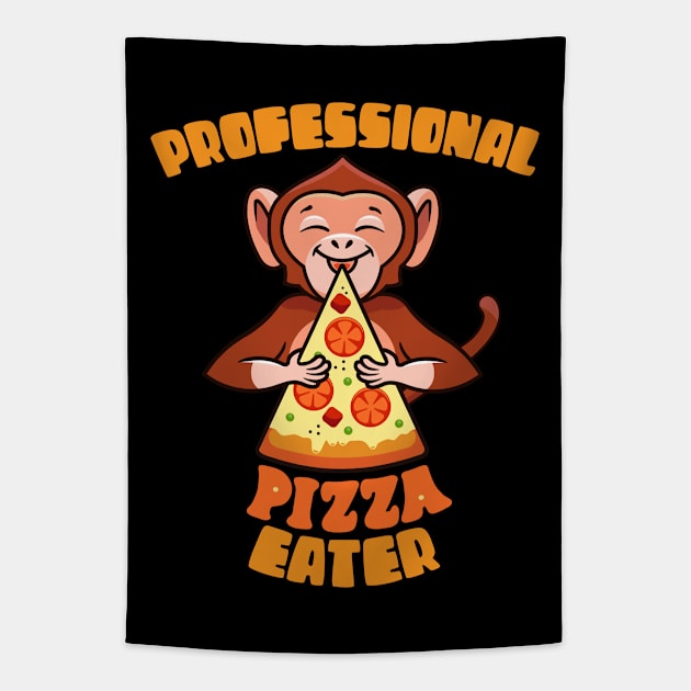 Professional Pizza Eater Monkey Tapestry by BadDesignCo