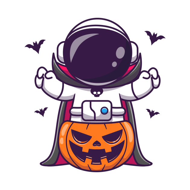 Cute Astronaut Dracula With Pumpkin Halloween Cartoon by Catalyst Labs