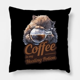 Cute Cat Coffee Design Pillow